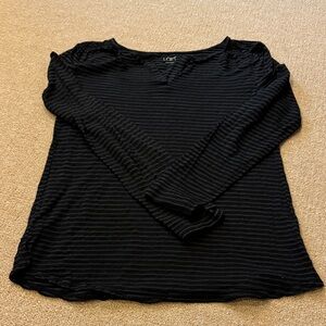 LOFT Black Textured Long Sleeve Top